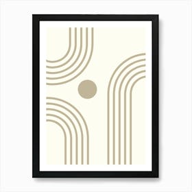 Beige Circles Monoline Hand Drawing Aesthetic Illustration Art Print