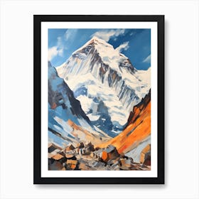 Makalu Nepal China 3 Mountain Painting Art Print