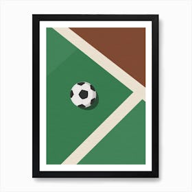 Vintage minimal art Soccer Ball On The Field Art Print