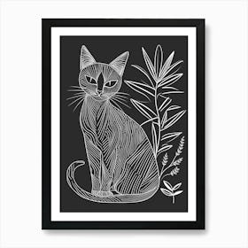 Khao Manee Cat Minimalist Illustration 1 Art Print