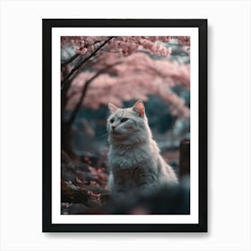 Cat In Cherry Blossoms 8 Art Print