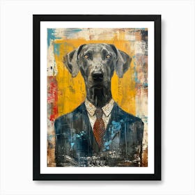 Dog In A Suit Kitsch Portrait 3 Art Print