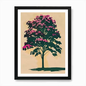 Beech Tree Colourful Illustration 1 Art Print