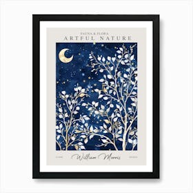 William Morris Night Moon And Stars Botanical Exhibition Art Print