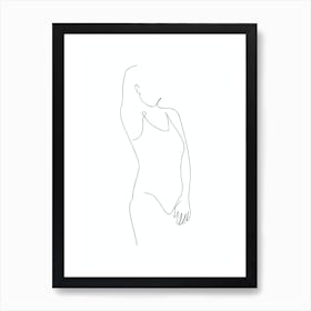 Line Drawing Of A Woman In A Bathing Suit Art Print