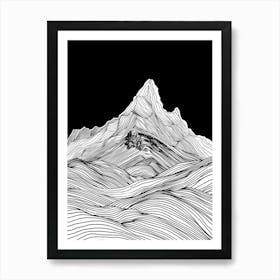 Beinn Bheoil Mountain Line Drawing 2 Art Print