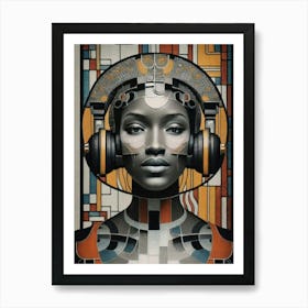 Woman With Headphones 22 Art Print