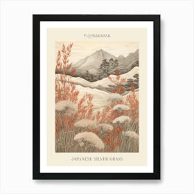 Fujibakama Japanese Silver Grass 1 Japanese Botanical Illustration Poster Art Print