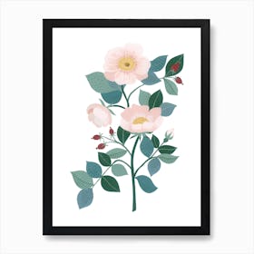 Wild Rose Flower Botanical Painting Art Print