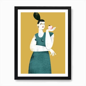 Lady With An Apple Art Print