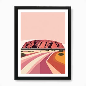 Ayers Rock Australia Color Line Drawing (1) Art Print