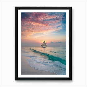 Sailboat At Sunset 3 Art Print