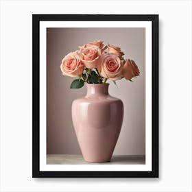 A Vase Of Pink Roses 69 Art Print