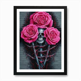 Roses And Skulls Art Print