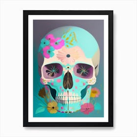 Skull With Floral Patterns Pastel 2 Paul Klee Art Print