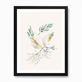 Peace Dove And Olive Branch Symbol Minimal Watercolour Art Print