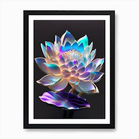Lotus Flower Bouquet Holographic 3 Art Print