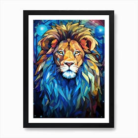 Lion Art Painting Stained Glass Style 1 Art Print