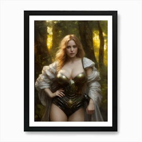 female fantasy art warrior woman elven blonde beautiful woman girl nymph Poster