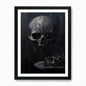 Skull In The Rain Art Print