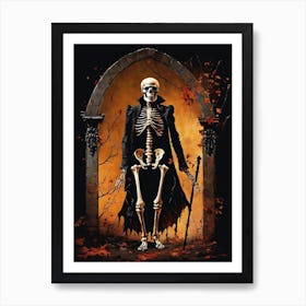 Vintage Halloween Gothic Skeleton Painting (32) Art Print