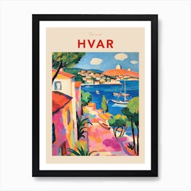 Hvar Croatia Fauvist Travel Poster Art Print