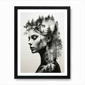 Forest With Woman Art Print