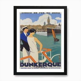 Dunkerque France Vintage Travel Poster Art Print