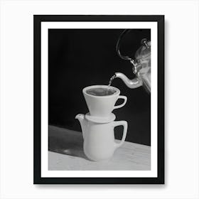 Cup Of Coffee, Black and White Vintage Photo Art Print