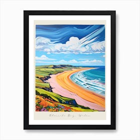 Poster Of Rhossili Bay, Gower Peninsula, Wales, Matisse And Rousseau Style 2 Art Print