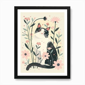 Cat In Flowers 8 Art Print