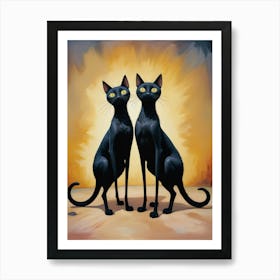 Two Black Cats Art Print