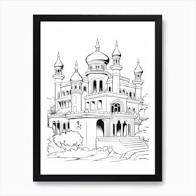 The Sultan S Palace (Aladdin) Fantasy Inspired Line Art 3 Art Print