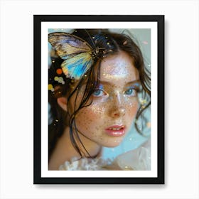 Portrait Of A Girl With Glitter Makeup Art Print