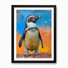 Galapagos Penguin Oamaru Blue Penguin Colony Colour Block Painting 1 Art Print