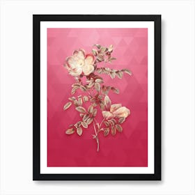 Vintage Red Sweetbriar Rose Botanical in Gold on Viva Magenta n.0505 Art Print