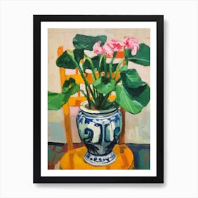 Flowers In A Vase Still Life Painting Cyclamen 2 Art Print