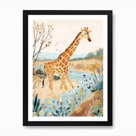 Giraffe By The Water 2 Art Print