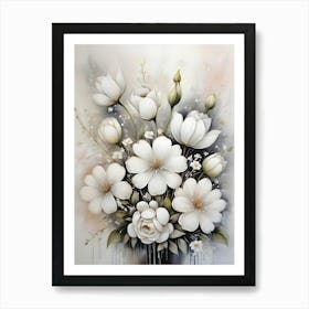 White Flowers In A Vase Art Print