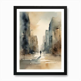 Abstract Watercolor Landscape Solitary Figure 9 Art Print