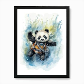 Panda Art Tasting Wine Watercolour 3 Art Print