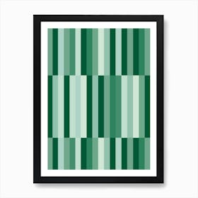 Green Stripes Geometric Pattern Abstract Art Print