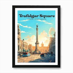 Trafalgar Square London United Kingdom Landmark Modern Travel Art Art Print