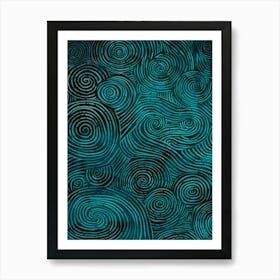 Swirls Teal Art Print