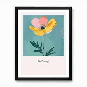 Buttercup Square Flower Illustration Poster Art Print