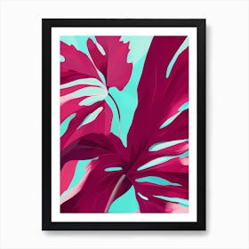 Abstract tropic leaf, calming tones of Burgundy, pink& teal makes a Perfect Wall decor, 1271 Art Print