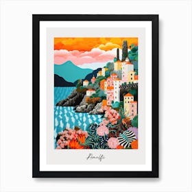 Poster Of Amalfi, Italy, Illustration In The Style Of Pop Art 2 Art Print