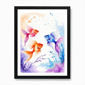Twin Goldfish Watercolor Painting (5) Art Print