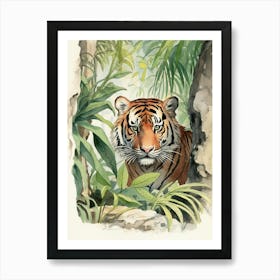 Storybook Animal Watercolour Siberian Tiger 3 Art Print