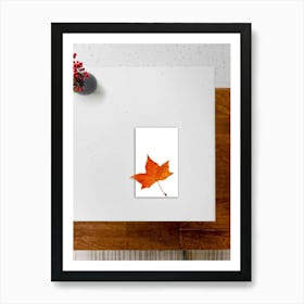 An Overhead View Of A Minimalist Still Life Art Piece On A White Border Table The Primary Subject (7) Art Print